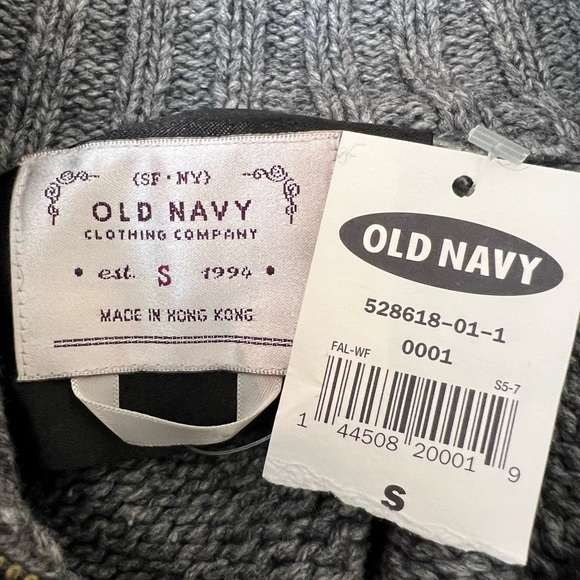 💥2/$15 NWT Old Navy grey white kimono sleeve cotton wool fair isle sweater sz S - Picture 11 of 13